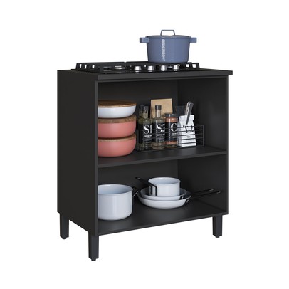 Balcão de Cozinha 80 Cm Diamante 2 Portas Chumbo/Titanio - Indékes