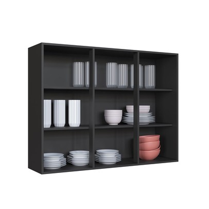 Armário Aéreo Cozinha 120 Cm Diamante 3 Portas com Vidro Chumbo - Indékes