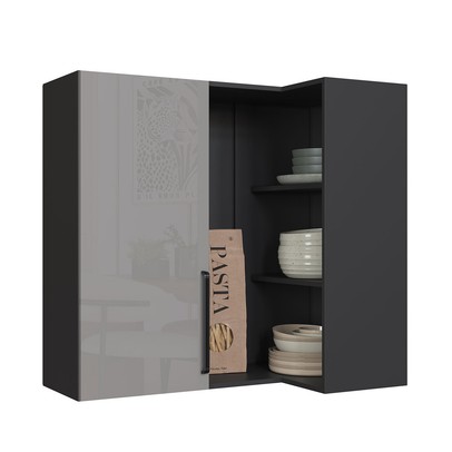 Armário Aéreo Cozinha 96 Cm Diamante 1 Porta Chumbo/Titanio - Indékes