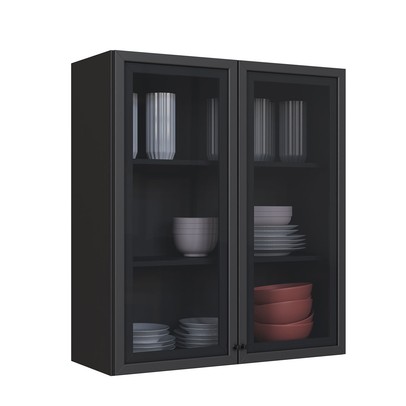 Armario Aereo Cozinha 80 Cm Diamante 2 Portas com Vidro Chumbo - Indékes