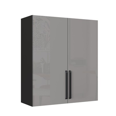 Armario Aereo Cozinha 80 Cm Diamante 2 Portas Chumbo/Titanio - Indékes
