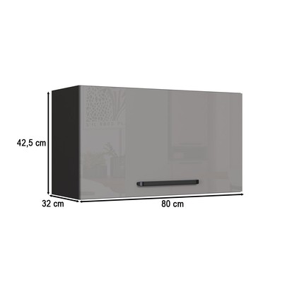 Armário Aéreo Cozinha 80 Cm Diamante 1 Porta Chumbo/Titanio - Indékes