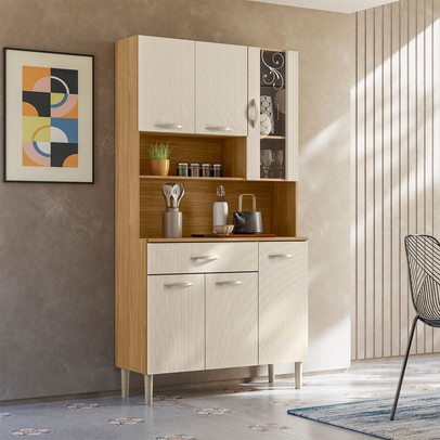 Cozinha Compacta Golden Plus 6 Portas 1 Gaveta 100% Mdf Freijó/Soft - Kits Paraná