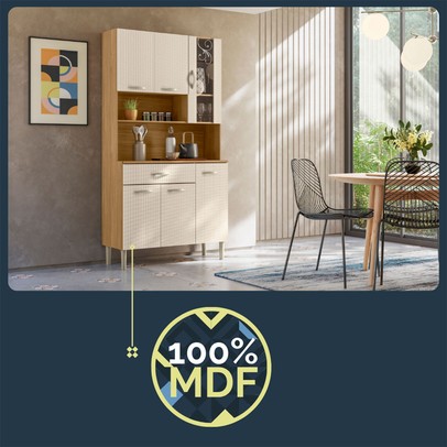 Cozinha Compacta Golden Plus 6 Portas 1 Gaveta 100% Mdf Freijó/Soft - Kits Paraná