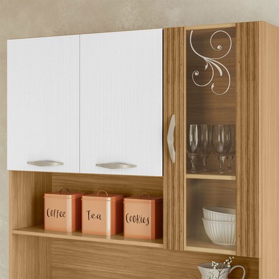 Cozinha Compacta Golden Plus 6 Portas 1 Gaveta 100% Mdf Freijó Supremo - Kits Paraná