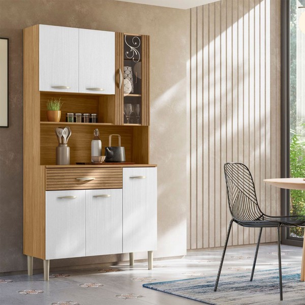 Cozinha Compacta Golden Plus 6 Portas 1 Gaveta 100% Mdf Freijó Supremo - Kits Paraná