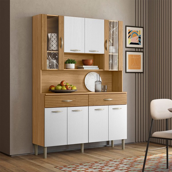 Cozinha Compacta Golden Plus 8 Portas 2 Gavetas Freijó Supremo - Kits Paraná