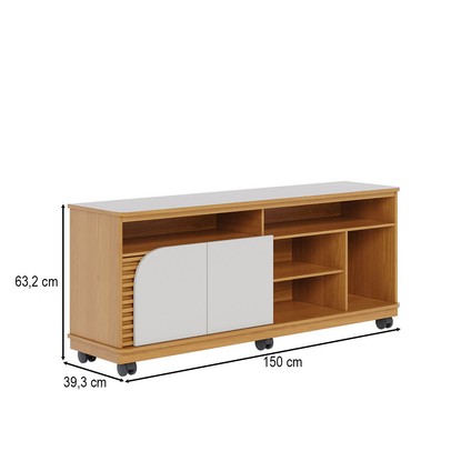Rack para TV Até 65 Polegadas Jurerê 2 Portas Ripado Naturale/Off White Matte - Colibri