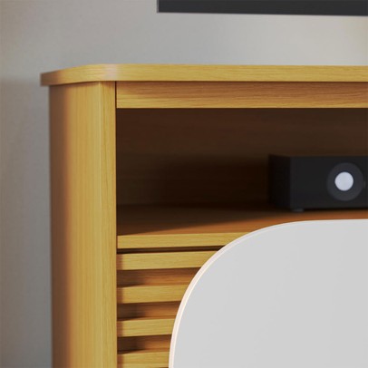 Rack para TV Até 65 Polegadas Jurerê 2 Portas Ripado Naturale/Off White Matte - Colibri