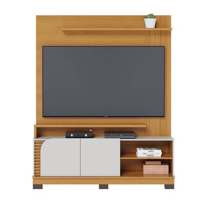 Estante para TV Até 65 Polegadas Jurerê 2 Portas Ripado Naturale/Off White Matte - Colibri