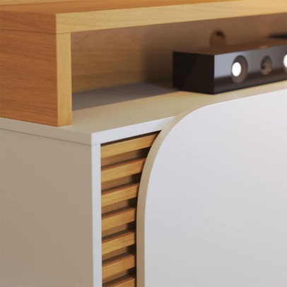 Estante para TV Até 65 Polegadas Jurerê 2 Portas Ripado Naturale/Off White Matte - Colibri