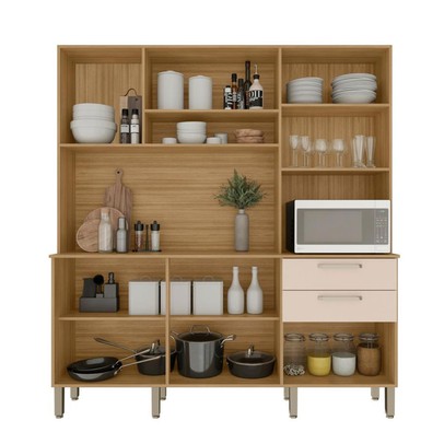 Cozinha Compacta Ferrara Plus 6 Portas 2 Gavetas 100% Mdf Freijó/Soft - Kits Paraná