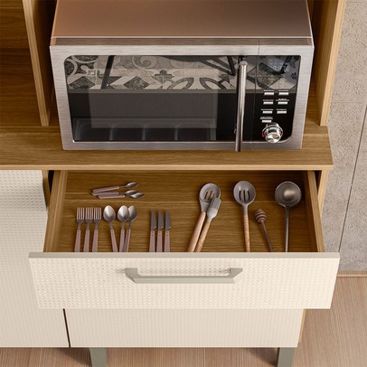 Cozinha Compacta Ferrara Plus 6 Portas 2 Gavetas 100% Mdf Freijó/Soft - Kits Paraná