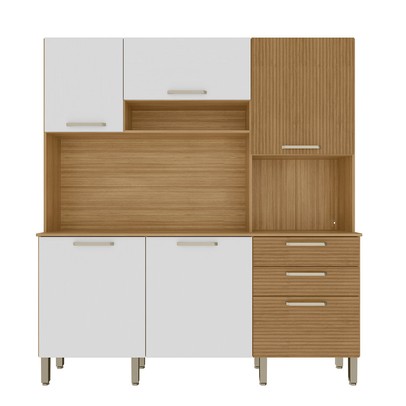 Cozinha Compacta Ferrara Plus 6 Portas 2 Gavetas 100% Mdf Freijó Supremo - Kits Paraná