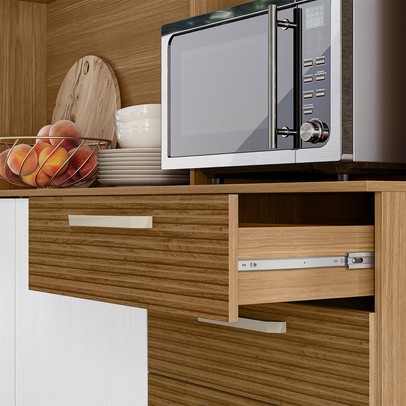 Cozinha Compacta Ferrara Plus 6 Portas 2 Gavetas 100% Mdf Freijó Supremo - Kits Paraná