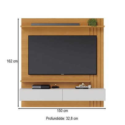 Painel para TV Até 65 Polegadas Juriti 2 Portas 2 Prateleiras Naturale/Off White Matte - Colibri