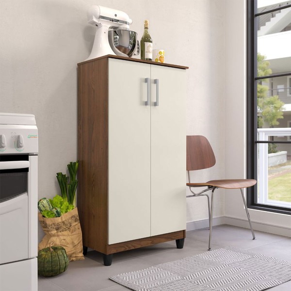 Armário Multiuso Brisa 2 Portas Nogueira/Off White - Kits Paraná
