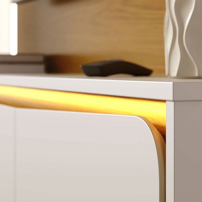 Painel para TV Até 65 Polegadas Tahiti 3 Portas com Led Off White Matte/ Freijó - Colibri