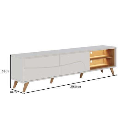 Rack para TV Até 75 Polegadas Amalfi 2 Portas com Led Off White Matte/Freijó - Colibri