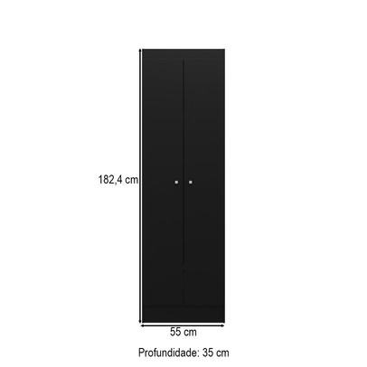 Armário Multiuso Aura 2 Portas Preto - Kits Paraná