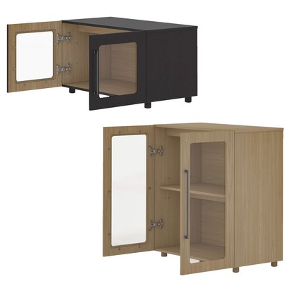 Conjunto Balcão Modulado 8 Portas Mia Riveira/Preto - Pnr Móveis