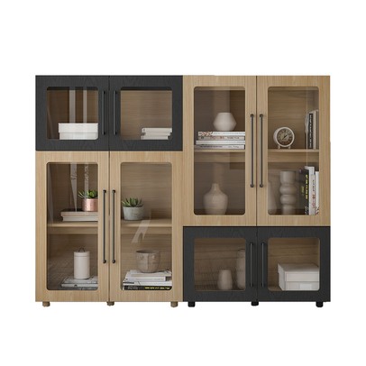 Conjunto Balcão Modulado 8 Portas Mia Riveira/Preto - Pnr Móveis