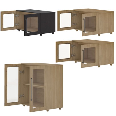 Conjunto Balcão Modulado Mia 8 Portas Riveira/Preto - Pnr Móveis