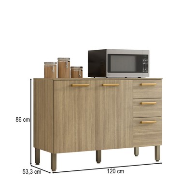 Balcão de Cozinha 120 Cm Urbane Freijó - Kits Paraná