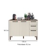Balcão de Cozinha 120 Cm Mad Versalhes 3 Portas 2 Gavetas Nogueira/Off White - Kits Paraná