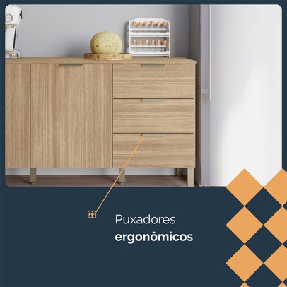 Balcão de Cozinha Glam 2 Portas 3 Gavetas Freijó - Kits Paraná