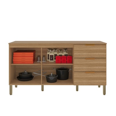 Balcão de Cozinha Glam 2 Portas 3 Gavetas Freijó - Kits Paraná