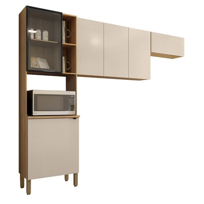 Cozinha Compacta Vert Plus 6 Portas 100% Mdf Freijó/Soft/Preto - Kits Paraná