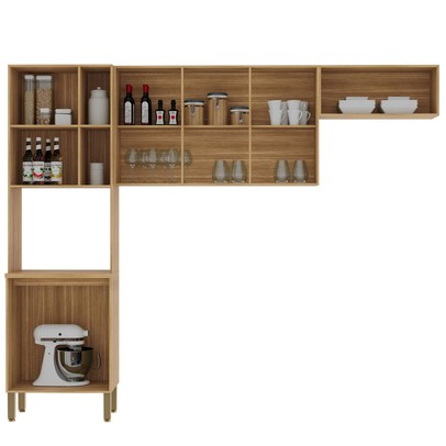 Cozinha Compacta Vert Plus 6 Portas 100% Mdf Freijó/Soft/Preto - Kits Paraná