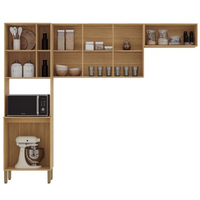 Cozinha Compacta Vert Plus 6 Portas 100% Mdf Freijó/Preto - Kits Paraná