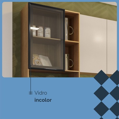 Cozinha Compacta Vert Plus 6 Portas 100% Mdf Freijó/Preto - Kits Paraná