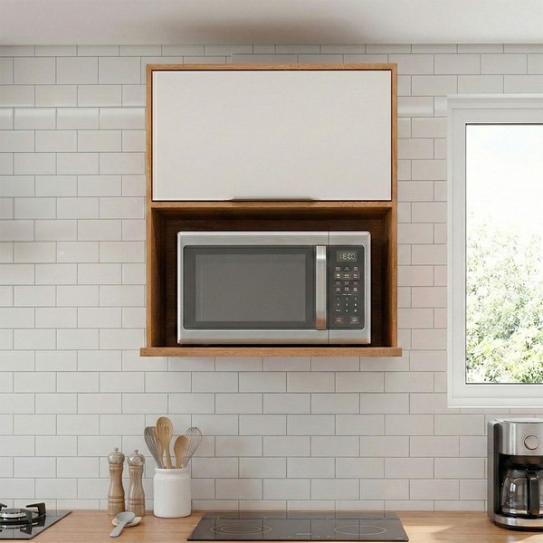 Armário Aéreo Cozinha 80 Cm Brilhante 1 Porta 100% Mdf Cinamomo/Offwhite - Mgm Móveis