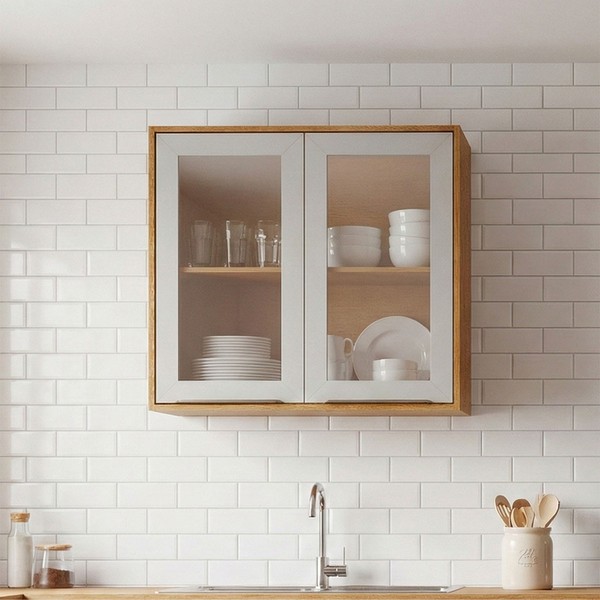 Armário Aéreo Cozinha 80 Cm Brilhante 2 Portas Reflecta 100% Mdf Cinamomo/Offwhite - Mgm Móveis