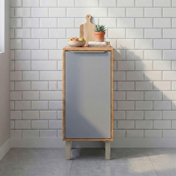 Balcão de Cozinha 40 Cm Brilhante 1 Porta 100% Mdf Cinamomo/Offwhite - Mgm Móveis