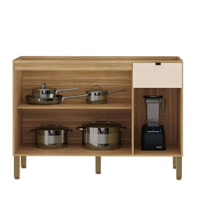 Balcão de Cozinha 120 Cm Vert Plus 3 Portas 1 Gaveta 100% Mdf Freijó/Soft - Kits Paraná