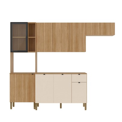 Cozinha Compacta Vert Plus 9 Portas 1 Gaveta 100% com Vidro 3039 Freijó/Soft/Freijó - Kits Paraná