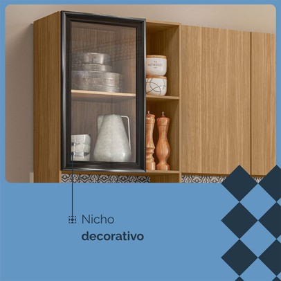 Cozinha Compacta Vert Plus 9 Portas 1 Gaveta 100% com Vidro 3039 Freijó/Soft/Freijó - Kits Paraná