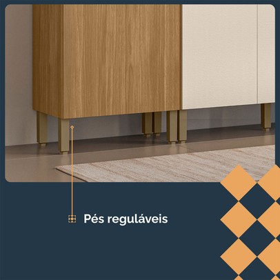 Cozinha Compacta Vert Plus 9 Portas 1 Gaveta 100% Mdf com Vidro Freijó/Soft - Kits Paraná