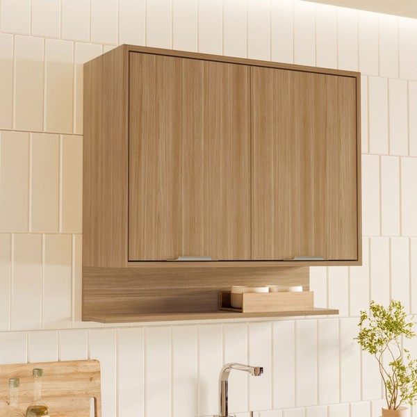 Armário Aéreo Cozinha 80 Cm Colors 2 Portas 100% Mdf Freijó - Kits Paraná
