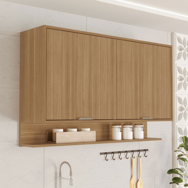 Armário Aéreo Cozinha 120 Cm Colors 2 Portas 100% Mdf Freijó - Kits Paraná