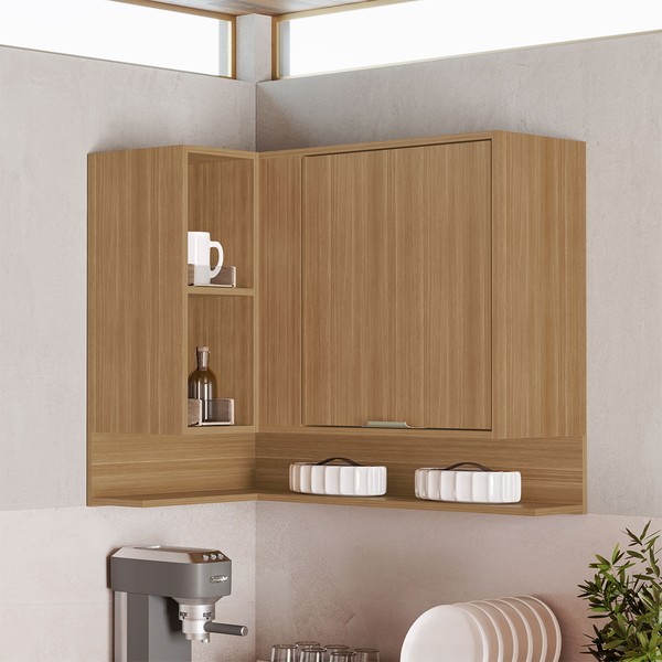 Armário Aéreo Cozinha 94,3 Cm Colors 1 Porta 100% Mdf Freijó - Kits Paraná