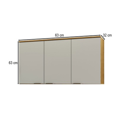 Armário Aéreo Cozinha 120 Cm Copenhague 3 Portas Ipê/Sabbia - Decibal
