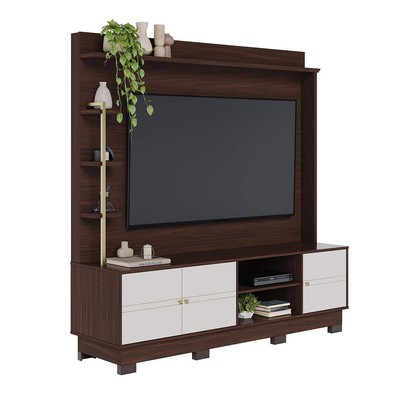 Estante para TV Até 70 Polegadas Paraná 3 Portas Nogueira Real/Off White Matte - Colibri