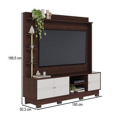 Estante para TV Até 70 Polegadas Paraná 3 Portas Nogueira Real/Off White Matte - Colibri