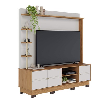 Estante para TV Até 70 Polegadas Paraná 3 Portas Off White Matte/Freijó - Colibri