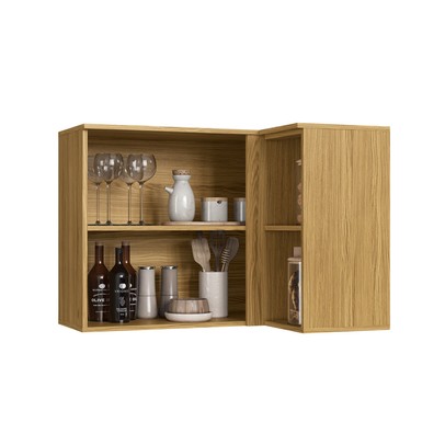 Armário Aéreo Cozinha de Canto Copenhague 1 Porta Ipê/Sabbia - Decibal